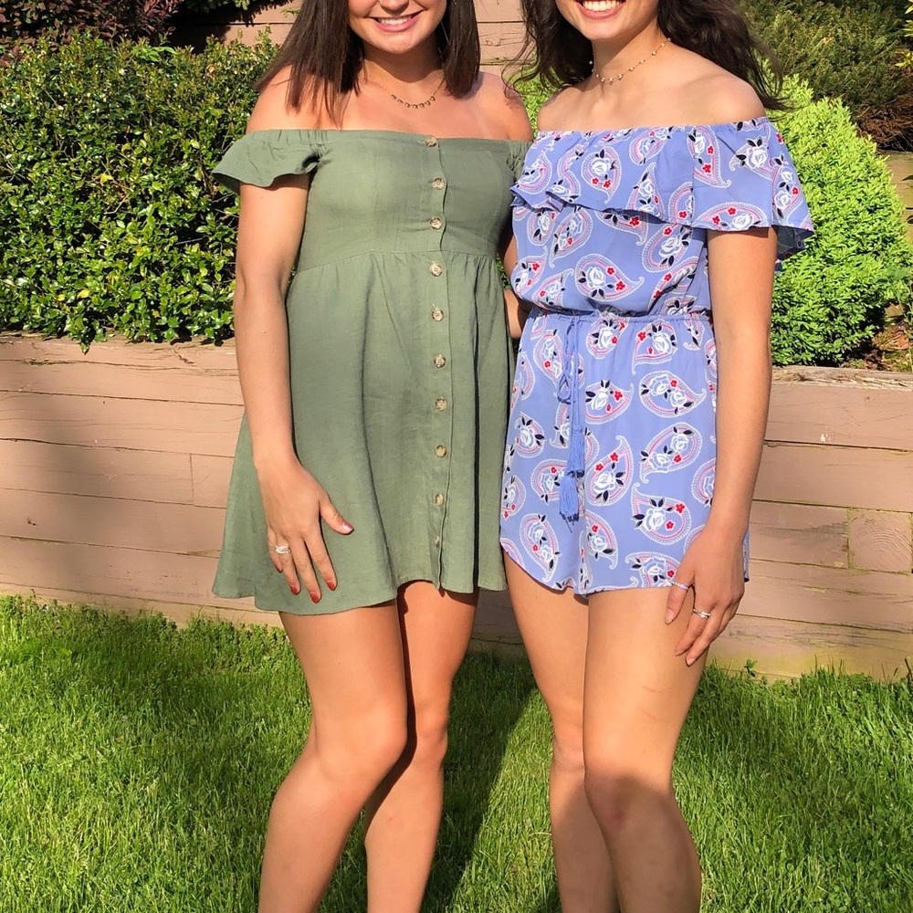 Green button down mini dress